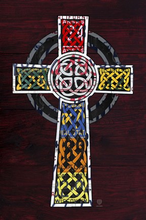 Framed License Plate Art Celtic Cross Print
