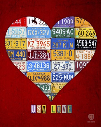 Framed License Plate Art Heart Print