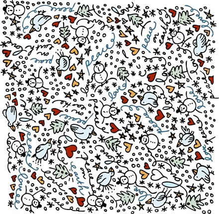 Framed Xmas Love Birds Print