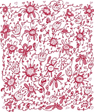 Framed Playful Pink Flowers Print