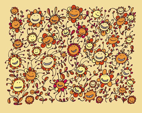 Framed Smiling Sunflowers Print