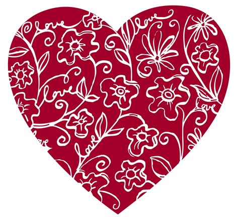 Framed Japanese Flower Heart Print