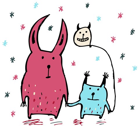 Framed Two Little Monsters Print