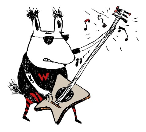 Framed Wild Guitar Wolf Print