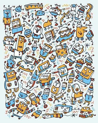 Framed Rocking Robots Print