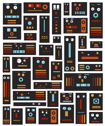 Framed Crazy Robot Friends Print