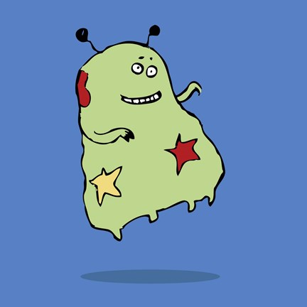 Framed Cute Green Alien Print