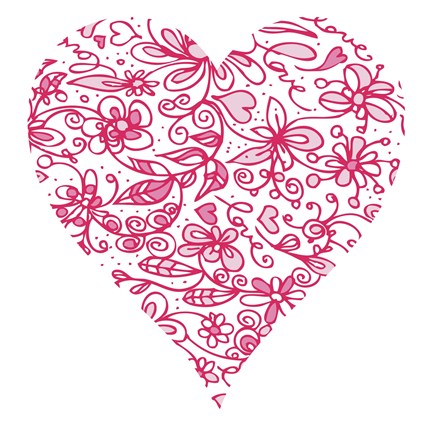 Framed Pink Flower Love Heart Print