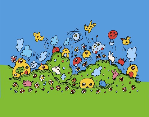 Framed Tiny Summer Town Print