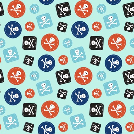 Framed Pirate Badge Pattern Blue Print