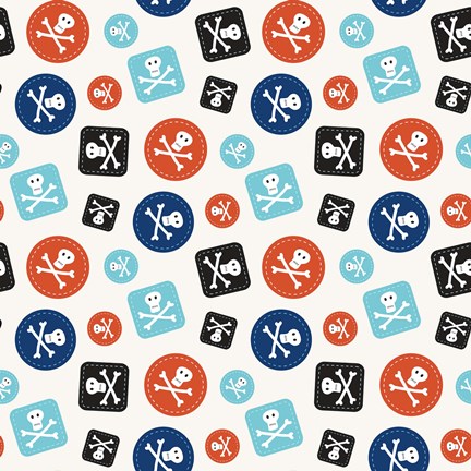 Framed Pirate Badge Pattern Cream Print