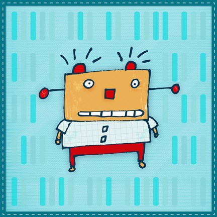 Framed Yellow Robot Print