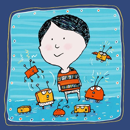 Framed Robot Boy 1 Print