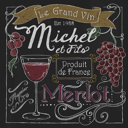 Framed Wine Chalkboard I Print