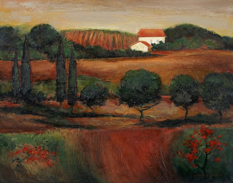 Framed Crimson Light In Tuscany Print