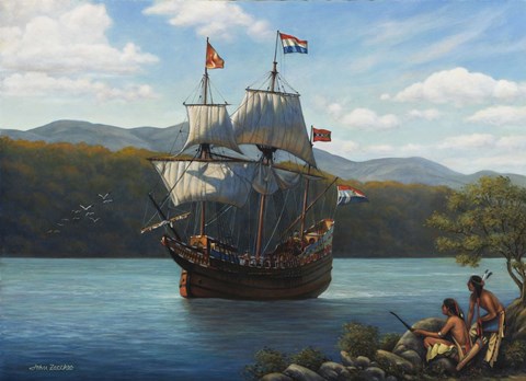 Framed Half Moon On The Hudson Print