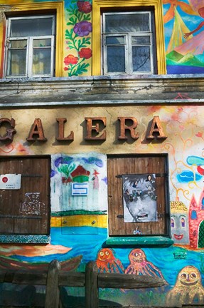 Framed Colorfully Painted Wall in the Old Town, Vilnius, Lithuania Print