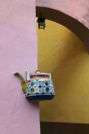 Framed Wall Decorated with Teapot and Cobbled Street in the Old Town, Vilnius, Lithuania III Print