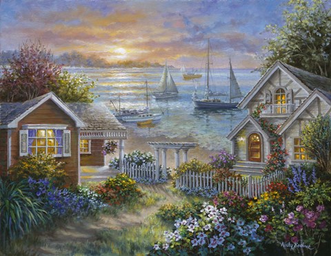 Framed Tranquil Seafront Print