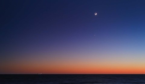 Framed Moon, Venus and Regulus in conjunction over Buenos Aires Print