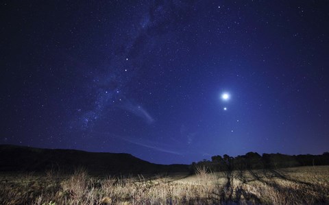 Framed Moon, Venus, Mars and Spica in a Quadruple Conjunction Print