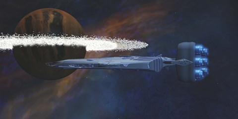 Framed Planet with a Ring of Asteroids Print