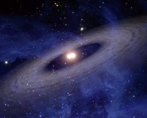 Framed Planets and Asteroids circle around two suns Print