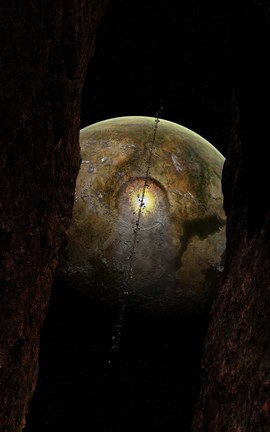 Framed Debris around an Extraterrestrial Planet hit by an Asteroid Print