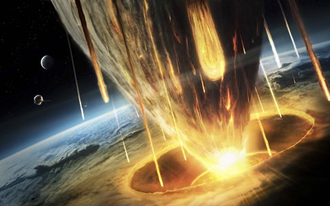 Framed Giant Asteroid collides with the Earth Print
