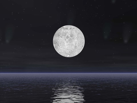 Framed Stars and Comets over the Ocean Print