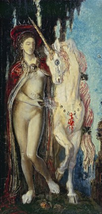 Framed Unicorn, 1885 Print