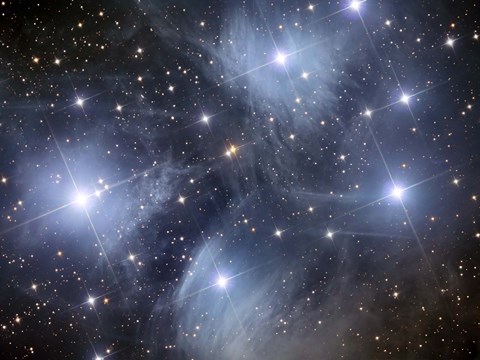 Framed Pleiades, an open cluster of stars in the Constellation Taurus Print