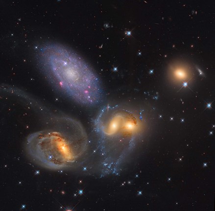 Framed Stephan's Quintet, a grouping of galaxies in the Constellation Pegasus Print