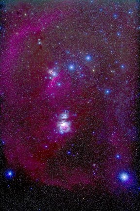 Framed Orion Nebula, Belt of Orion, Sword of Orion and Nebulosity Print