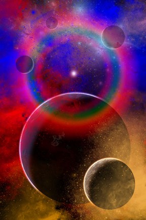 Framed New planets and solar systems forming within a Gaseous Nebula Print