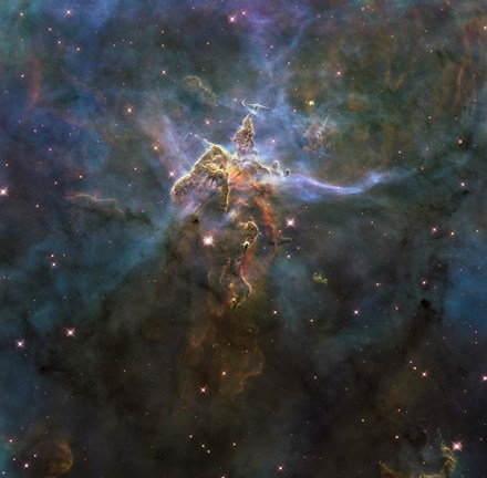 Framed Carina Nebula Star-Forming Pillars and Herbig-Haro Objects with Jets Print