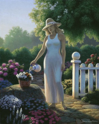 Framed Tending The Garden Print