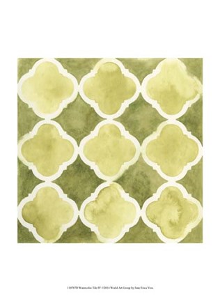 Framed Watercolor Tile IV Print