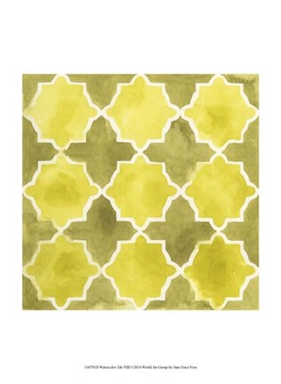 Framed Watercolor Tiles VIII Print