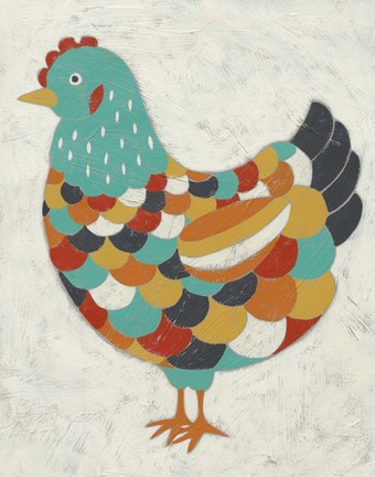 Framed Country Chickens II Print