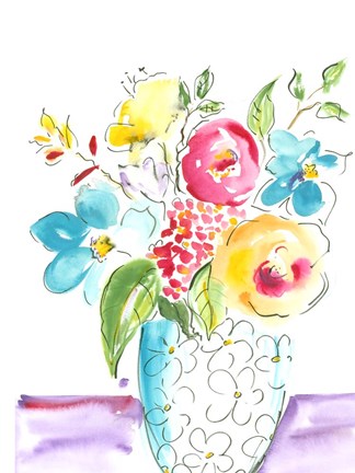 Framed Flower Burst Vase I Print