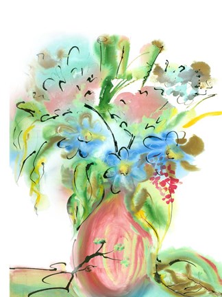 Framed Flower Burst Vase II Print