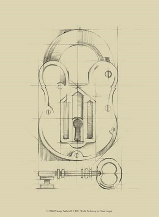 Framed Vintage Padlock II Print