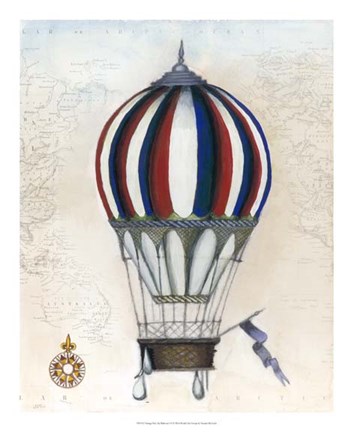 Framed Vintage Hot Air Balloons VI Print