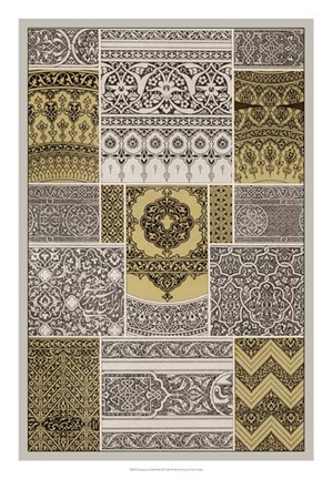 Framed Ornament in Gold &amp; Silver II Print