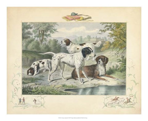 Framed Group of Spaniels Print