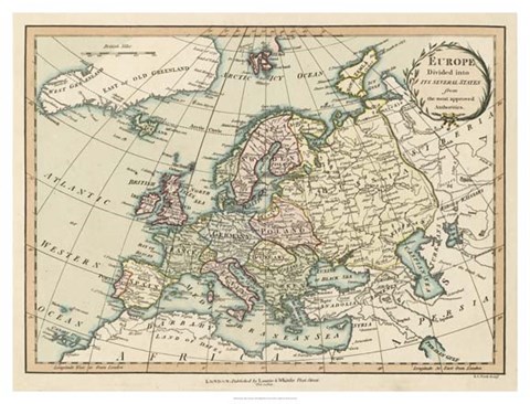 Framed Historic Map of Europe Print