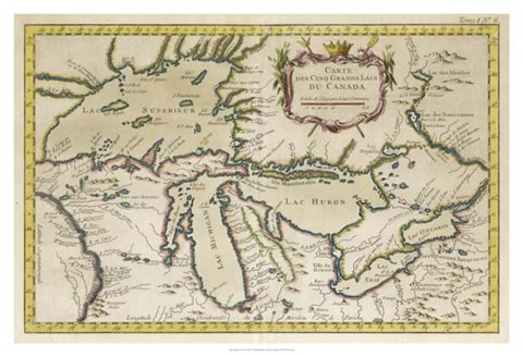 Framed Map of the Great Lakes Print