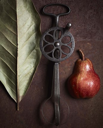 Framed Leaf with Pear 1 Print