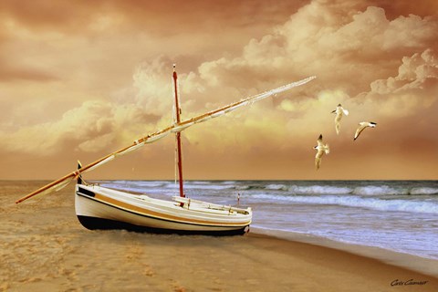 Framed Soft Sunrise on the Beach 10 Print